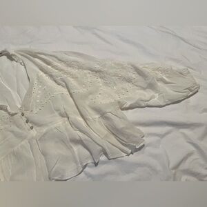 Women's Cream Eyelet Peasant Blouse